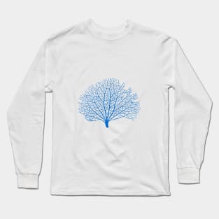 blue sea fan coral silhouette Long Sleeve T-Shirt